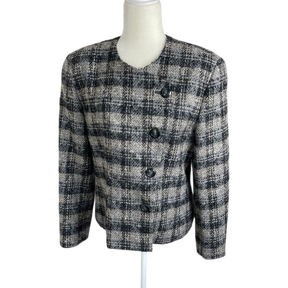 VTG Pendleton Wool Tweed Blazer Women's Neutral Size 10 Academia Classic Career - Picture 3 of 14